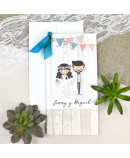 Invitacion de boda novios madera