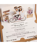 Invitación de boda novios bici