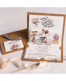 Invitación de boda novios bici