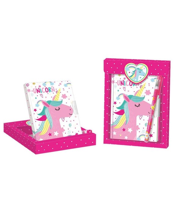 Set de regalo diario + bolígrafo unicornio