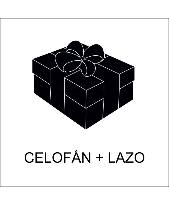 Celofán + lazo + tarjeta