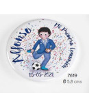 Chapa imán niño comunión balón de fútbol personalizada