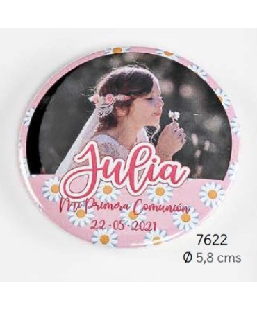 Chapa alfiler foto niña comunión personalizada