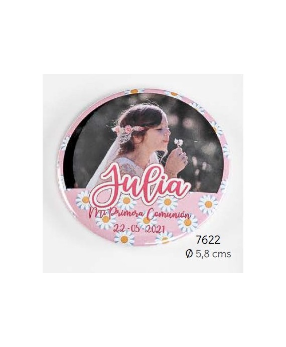 Chapa alfiler foto niña comunión personalizada