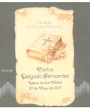 Estampa comunión biblia pergamino