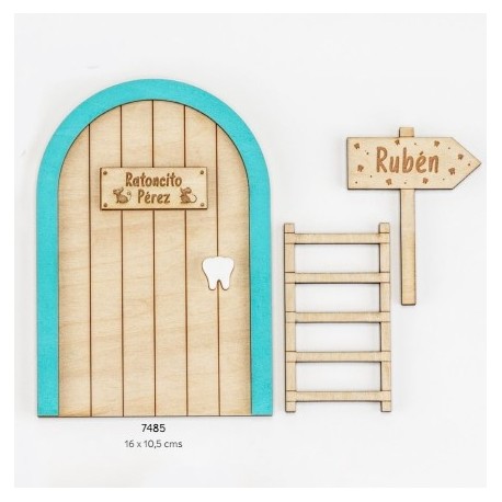 Set puerta ratoncito pérez personalizado azul