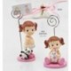 Sujeta-tarjetas bebé niña peluche rosa stdo