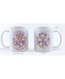 Taza inicial rosa personalizada c/caja de regalo