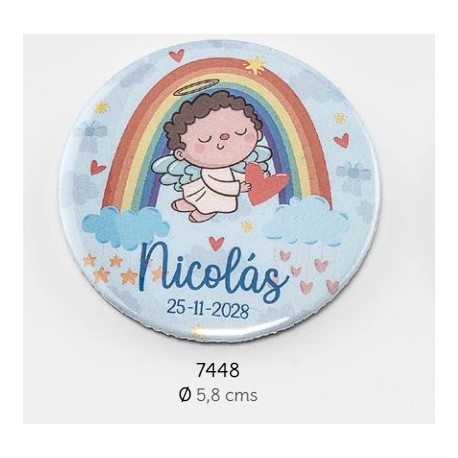 Chapa imán bebé ángel celeste personalizada