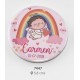 Chapa imán bebé ángel rosa personalizada