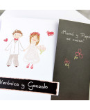 Invitacion de boda novios corazon