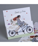 Invitación de boda novios bicicleta