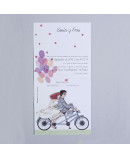 Invitación de boda novios bicicleta